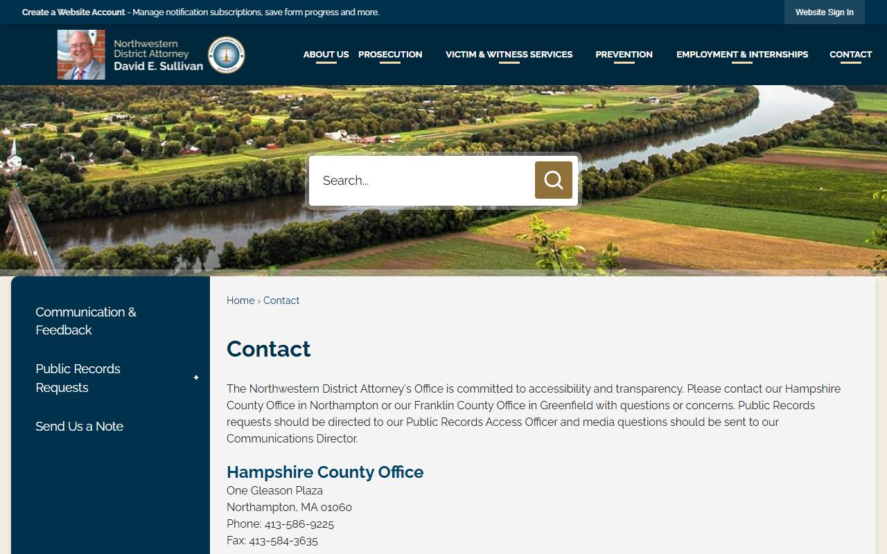 Northwestern District Attorney Franklin County contact page