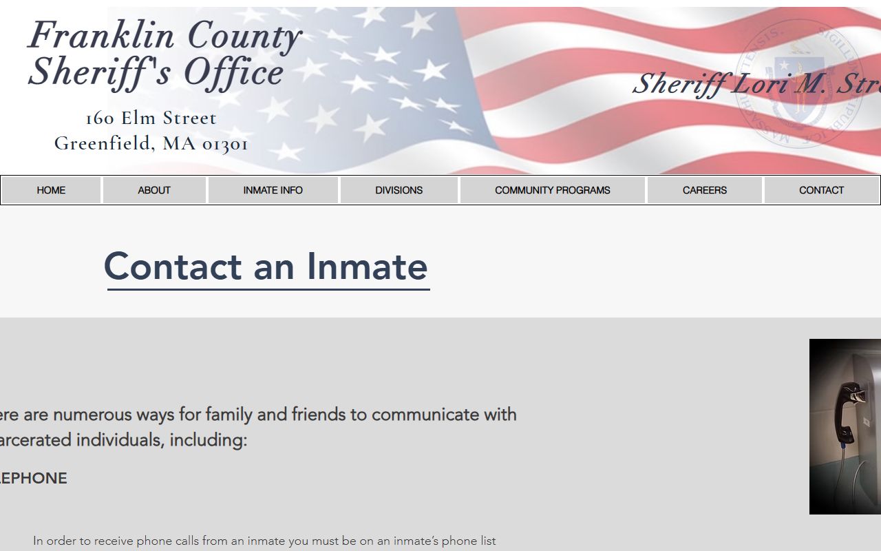 Franklin County Sheriff's Office contact an inmate page naming Securus