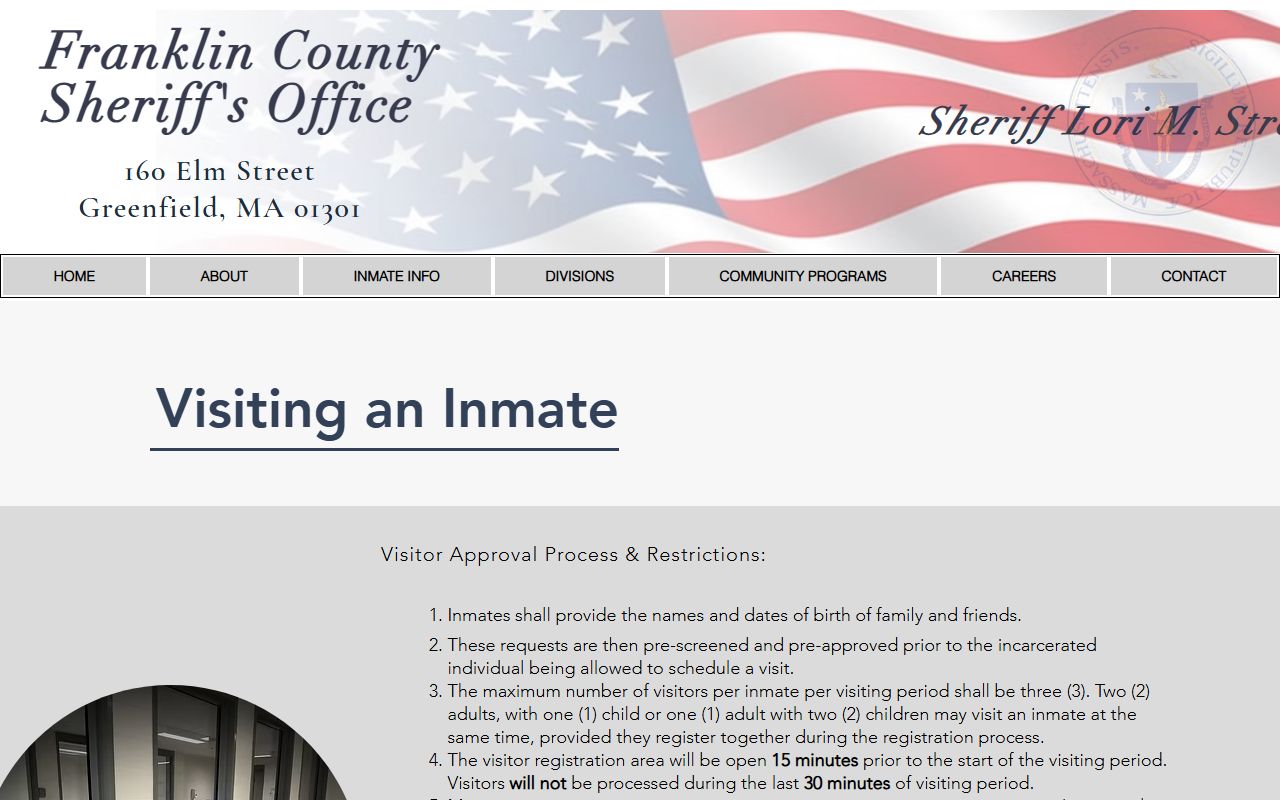 Franklin County Sheriff's Office visiting rules page